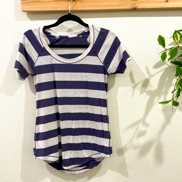 lululemon athletica Tops - Lululemon striped scoop neck tee size 2
